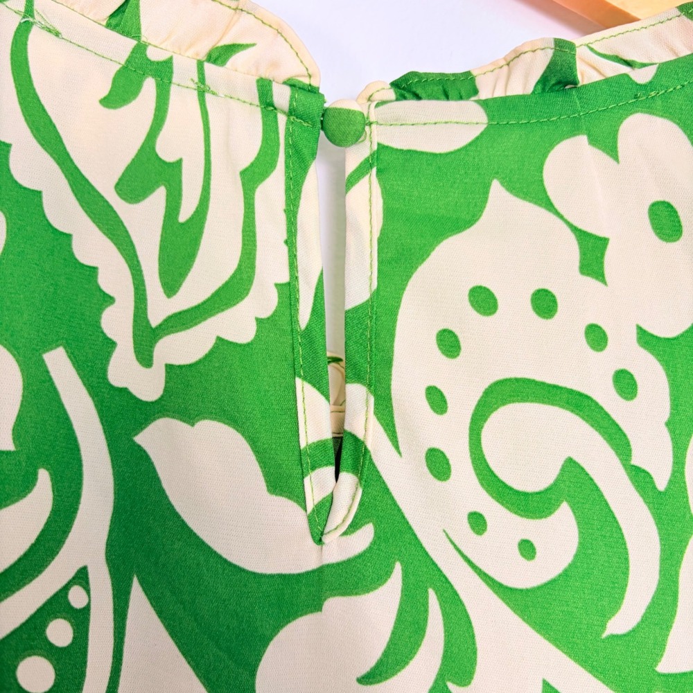 Umgee USA Green Floral Print Mock Neck Ruffle Tiered Midi Dress Women Size S - Picture 8 of 8